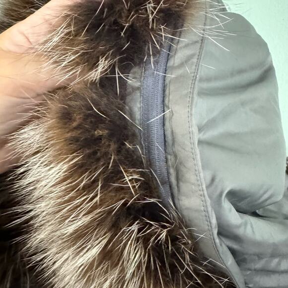 ARTURO Rouslana Puffer Jacket Womens Small Hoodie Wool Blend Down Feather Gray - Picture 10 of 13